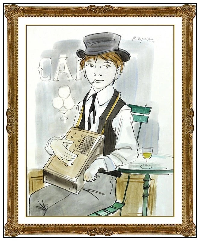 Philippe Henri Noyer Original Watercolor Painting Signed Portrait Framed Art: This Lot Includes:Gallery Coa & in-house Shipping (*Insurance And International Shipping For An Additional Charge)Artist: Philippe Henri NoyerTitle: Vices Of The BoyMedium: Philippe Henri NoyerSize: 2