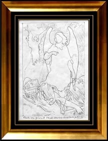 Guillaume Azoulay Original Graphite Drawing Signed Jacobs Dream Fantasy Modern Art