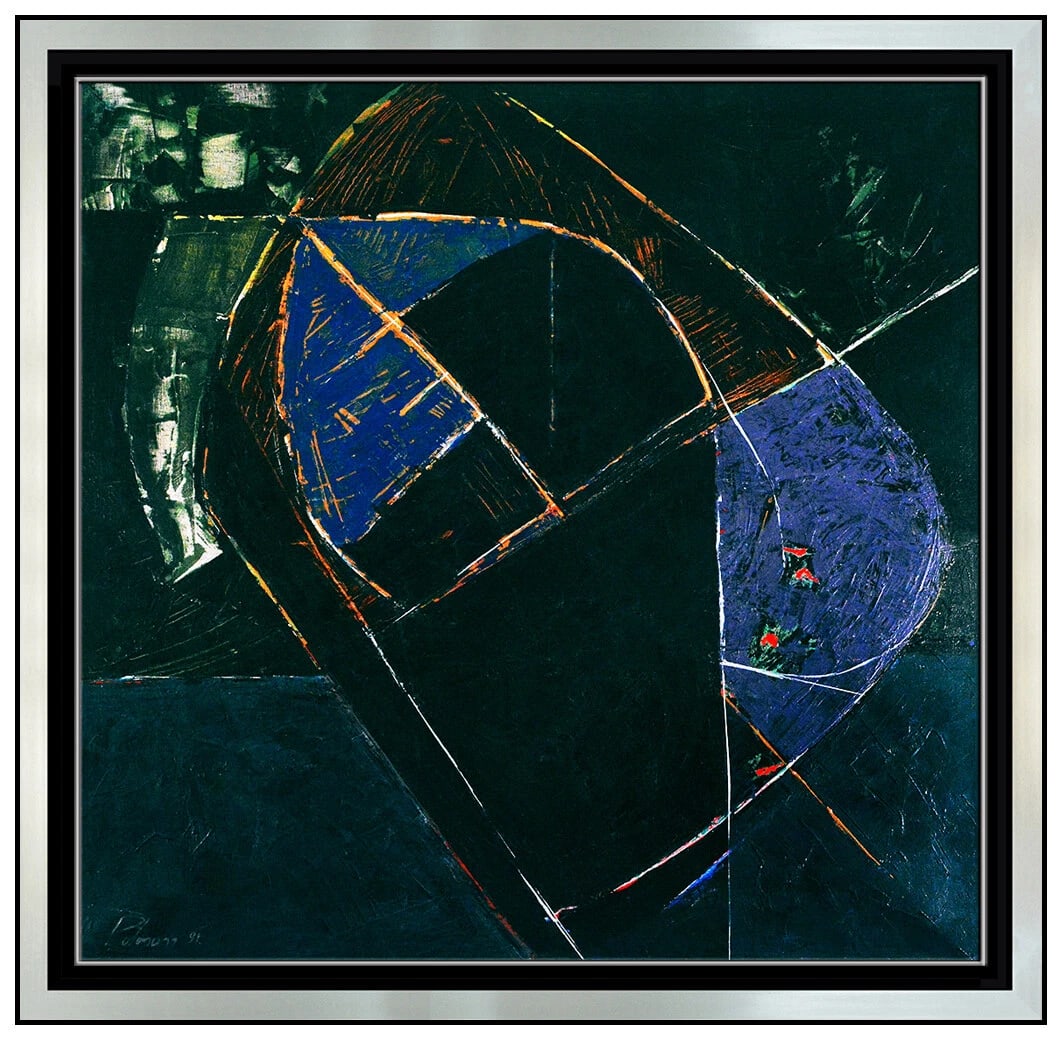 Dora Pulmann Large Original Oil Painting on Canvas Signed Abstract Modern Framed Art (1 of 5)