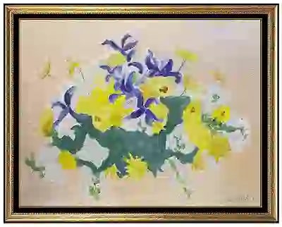 Sally Michel Avery Original Oil Painting on Board Signed Floral Framed Artwork (1 of 4)