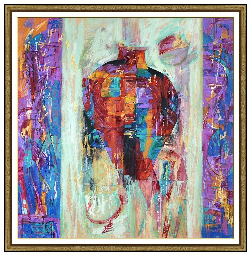 Yi Kai Large Original Acrylic Painting on Rice Paper Signed Abstract Framed Art (1 of 5)