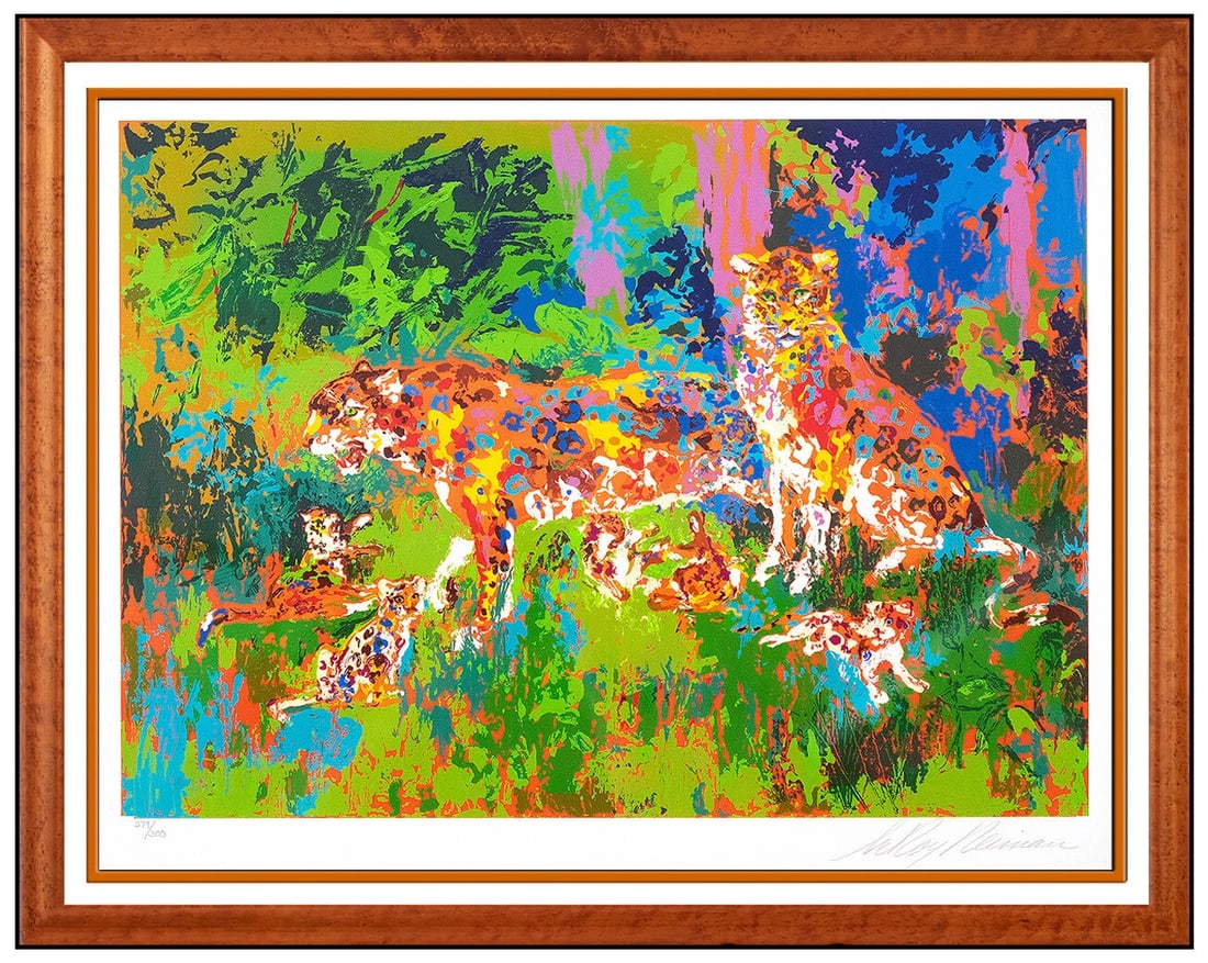 Leroy Neiman Jaguar Family Original Color Serigraph Hand Signed Big Cat Art (1 of 5)