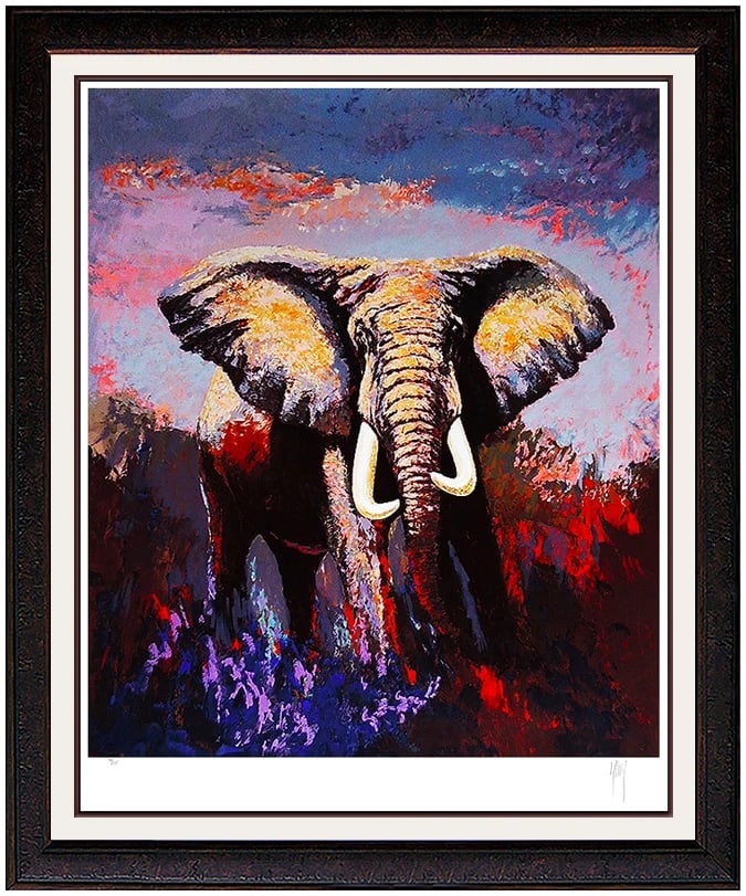 Mark King Large Original Color Serigraph Signed Elephant Lone Tusker Art (1 of 6)