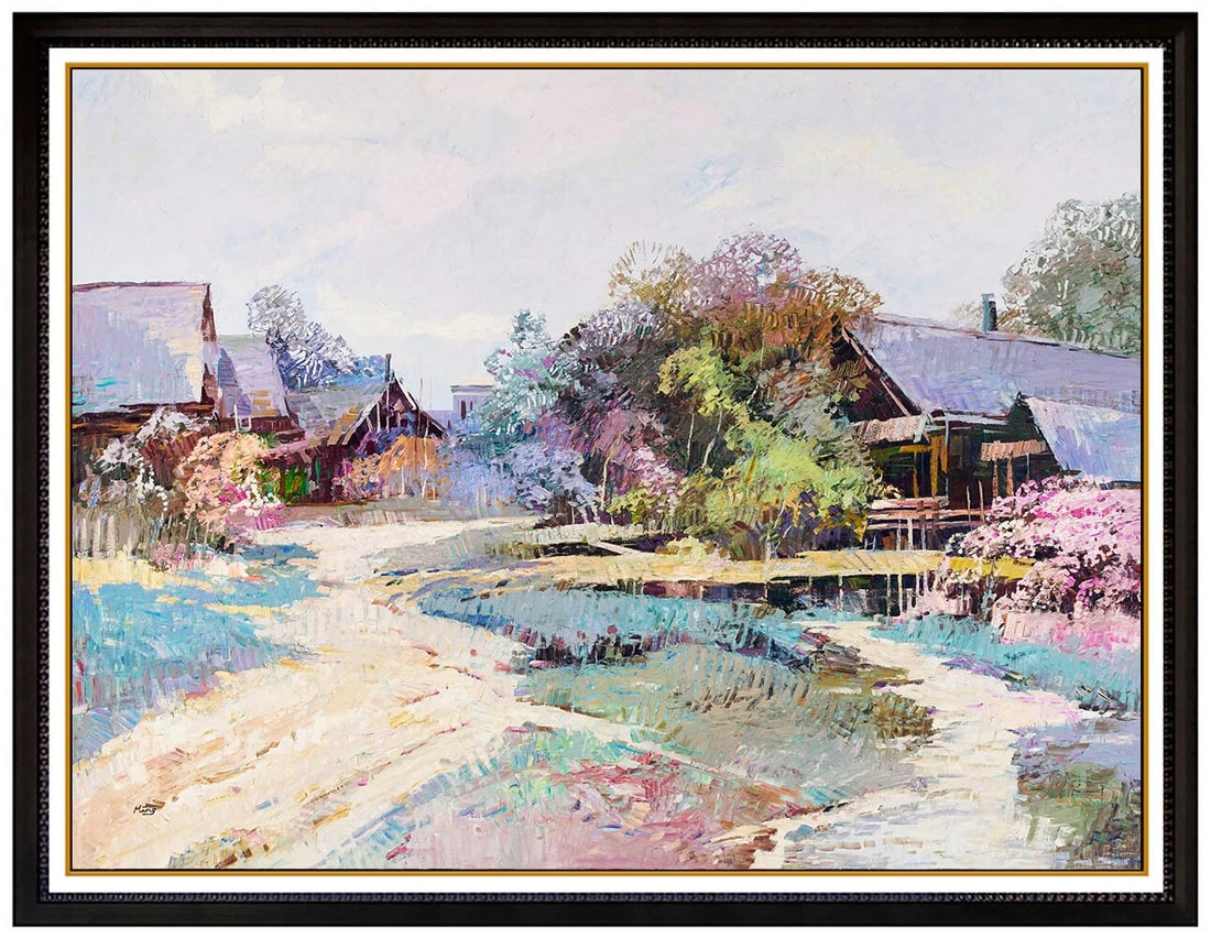 Ming Feng Original Oil Painting on Canvas Signed Large Landscape Framed Art (1 of 5)