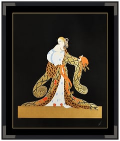 Erte Large Embossed Color Serigraph Rigoletto Signed Art Deco Fashion Design
