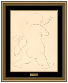 Jean Charlot Original Graphite Drawing on Paper Signed Male Figure Framed Art