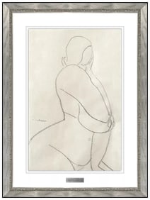 Gaston Lachaise Original Drawing Signed Female Figurative Portrait Framed Art