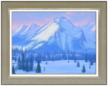 Curt Walters Original Oil Painting on Canvas Signed Mountain Landscape Framed Art