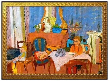 Robert Mendoze Large Original Oil Painting on Canvas Signed Child Portrait