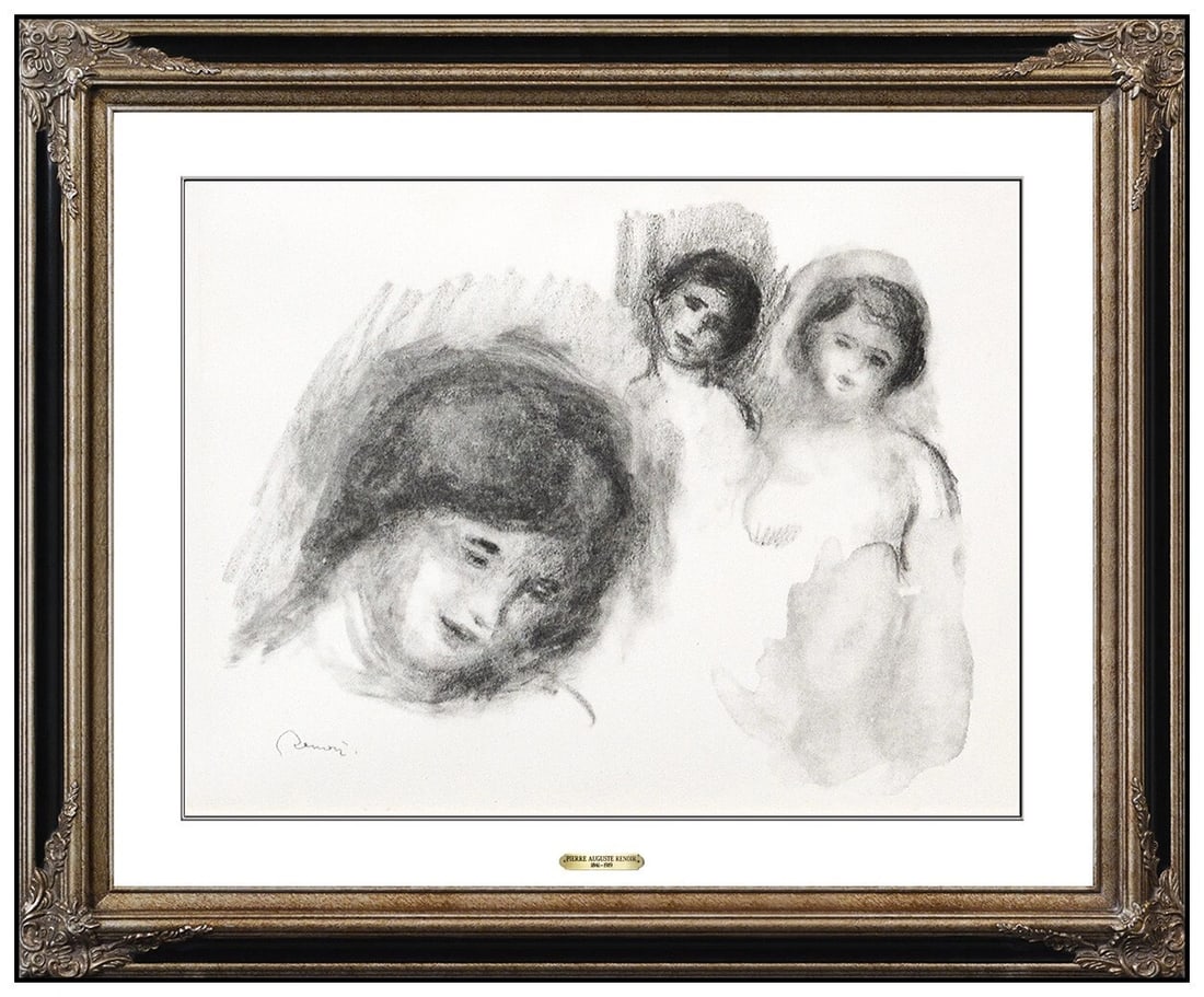 Pierre Auguste Renoir La Pierre Au Trois Croquis Lithograph Framed Portrait (1 of 5)