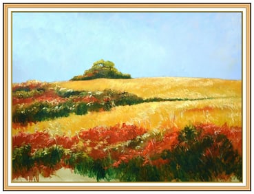 Ellen Glasgow Large Original Oil Painting on Canvas Signed Landscape Framed