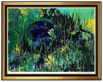 Leroy Neiman Original Signed Serigraph Black Panther Big Cat Wildlife Art