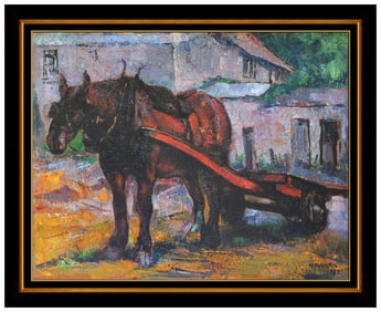 Alfred Aaron Wolmark Original Oil Painting on Canvas Signed Horse Framed Art