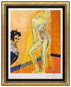 Salvador Dali Color Lithograph Hand Signed Allegory Cavalier Surreal Nude Art