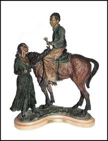 Truman Bolinger Original Bronze Sculpture Signed Western Courtship Figurative Art