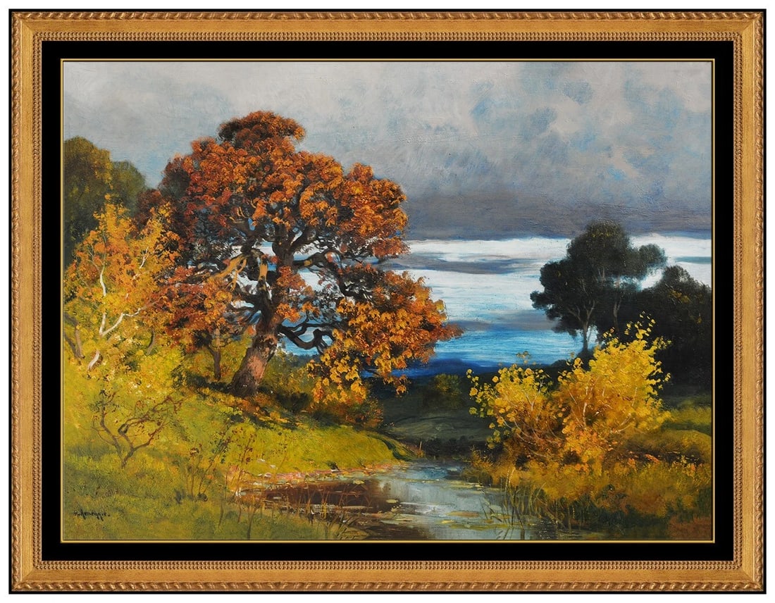 Alois Arnegger Original Painting on Board Signed Waterscape Landscape Framed Art (1 of 4)