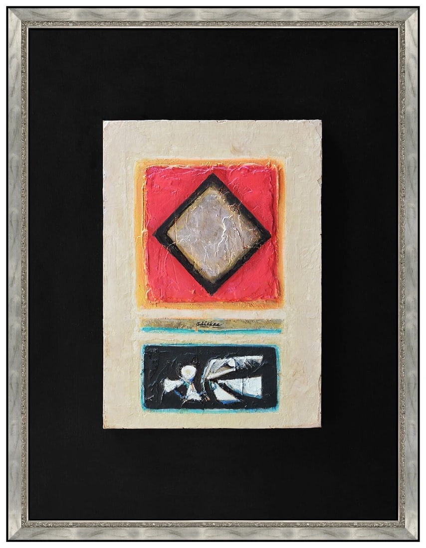 David Pryor Adickes Large Original Painting on Board Signed Abstract Framed Art (1 of 5)