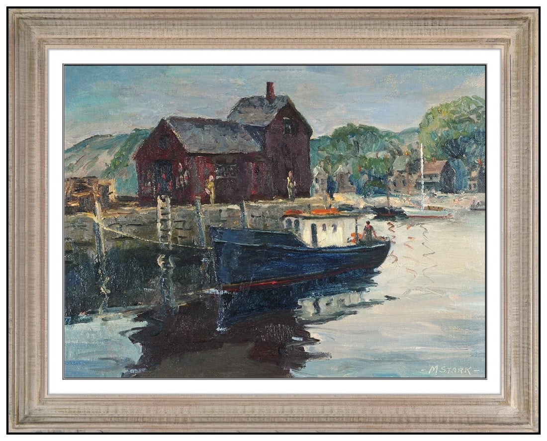 Melville Stark Original Oil Painting on Canvas Board Signed Boat Framed Art (1 of 4)