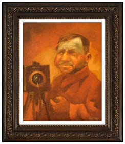 Charles Bragg Original Oil Painting on Canvas Board Signed Satirical Framed Art