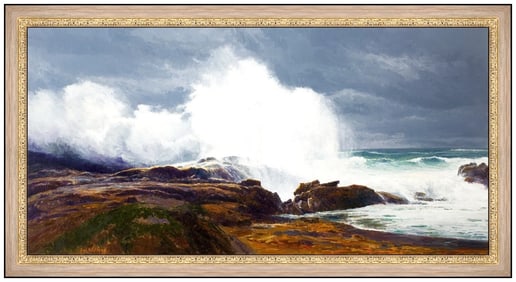 Curt Walters Large Original Oil Painting on Canvas Signed Seascape Landscape Art