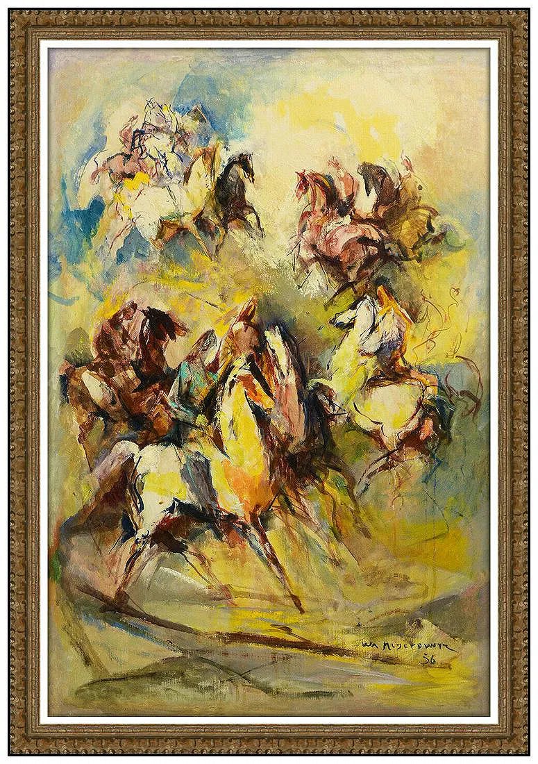 William Meyerowitz Large Original Oil Painting on Canvas Signed Horse Portrait Art (1 of 4)