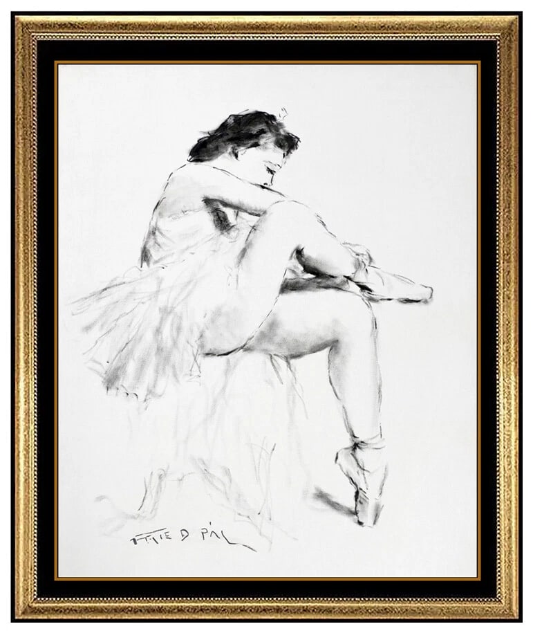 Pal Fried Large Original Oil Painting on Canvas Signed Dance Ballet Portrait Art: This lot includes:Gallery COA & in-house shipping (*insurance and international shipping for an additional charge)Artist: Pal FriedTitle: Warm Up RoutineMedium: Oil Painting on CanvasSize: 30" x 24"Fr