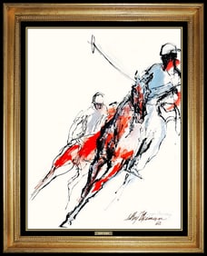 Leroy Neiman Original Acrylic Painting Signed Horse Racing Polo Sports Artwork