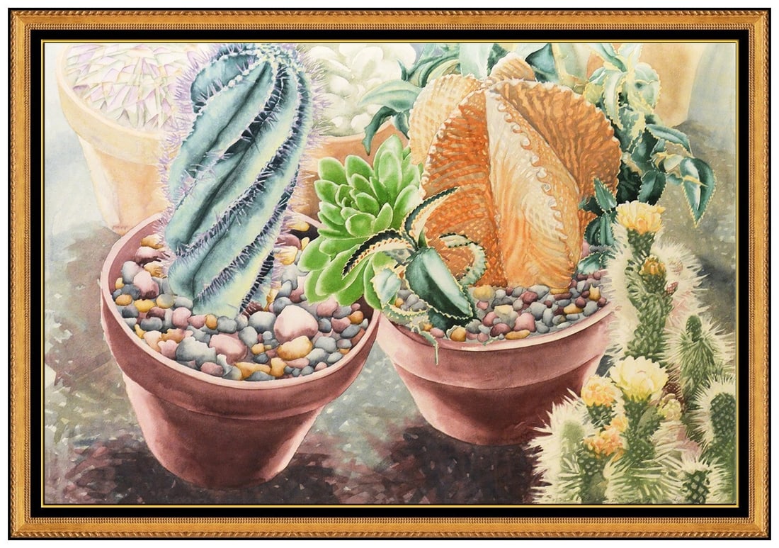 Sandra Kaplan Large Original Watercolor Painting Signed Floral Still Life Art (1 of 5)