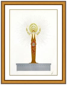 Erte Large Embossed Serigraph Diana Hand Signed Art Deco Fashion Design