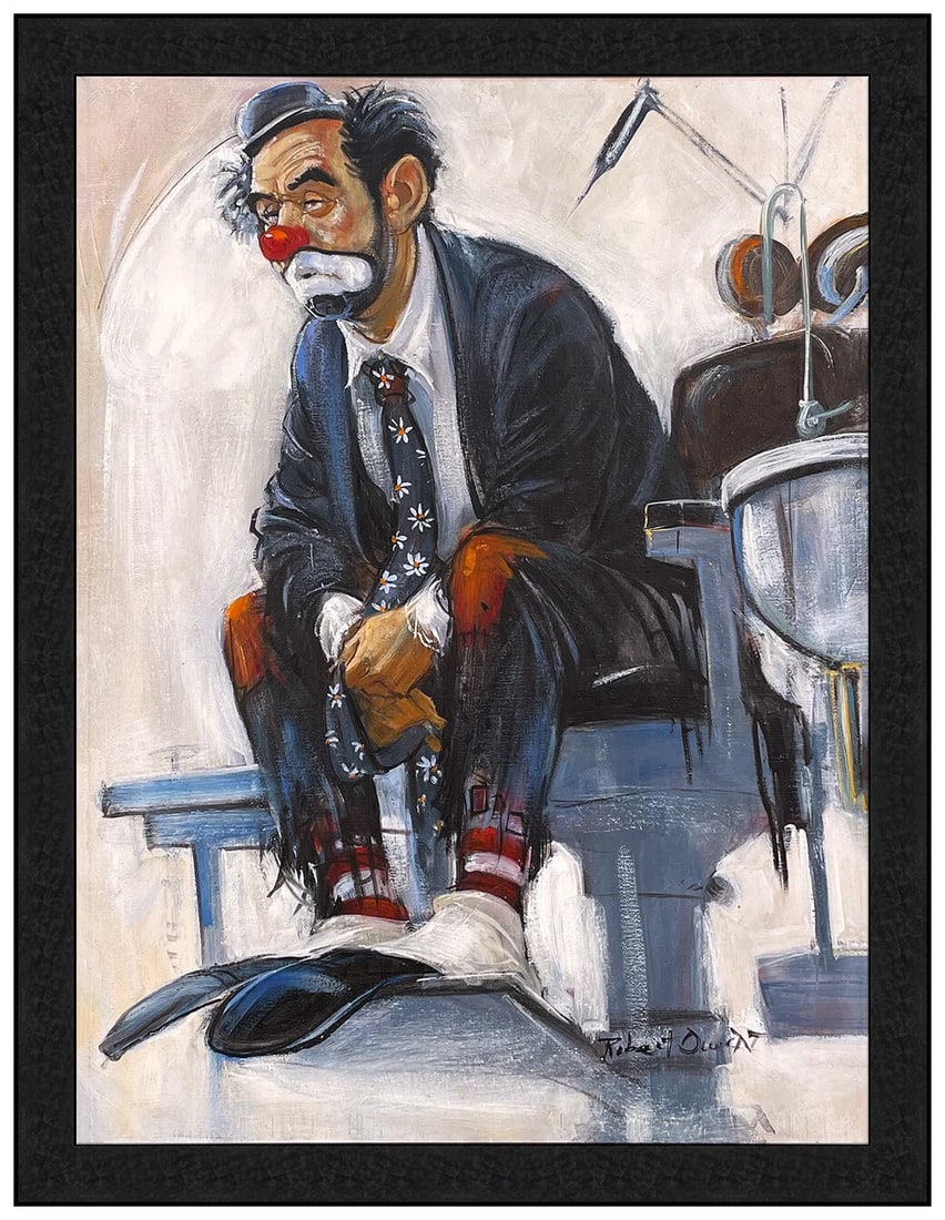 Robert Owen Original Oil Painting on Canvas Signed Clown Portrait Framed Artwork (1 of 4)