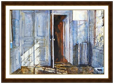 Shirl Goedike Original Watercolor Painting Signed Interior Still Life Artwork