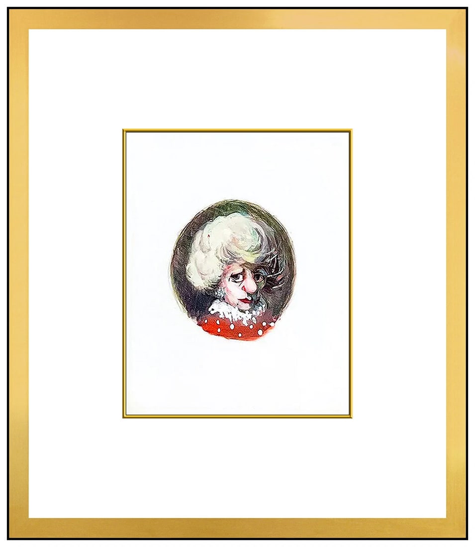 Moyna Flannigan Original Watercolor on Vellum Wood Signed Framed Portrait Artwork (1 of 4)