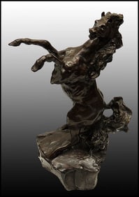Leroy Neiman Rare Signed Bronze Sculpture Defiant Horse Authentic Artwork