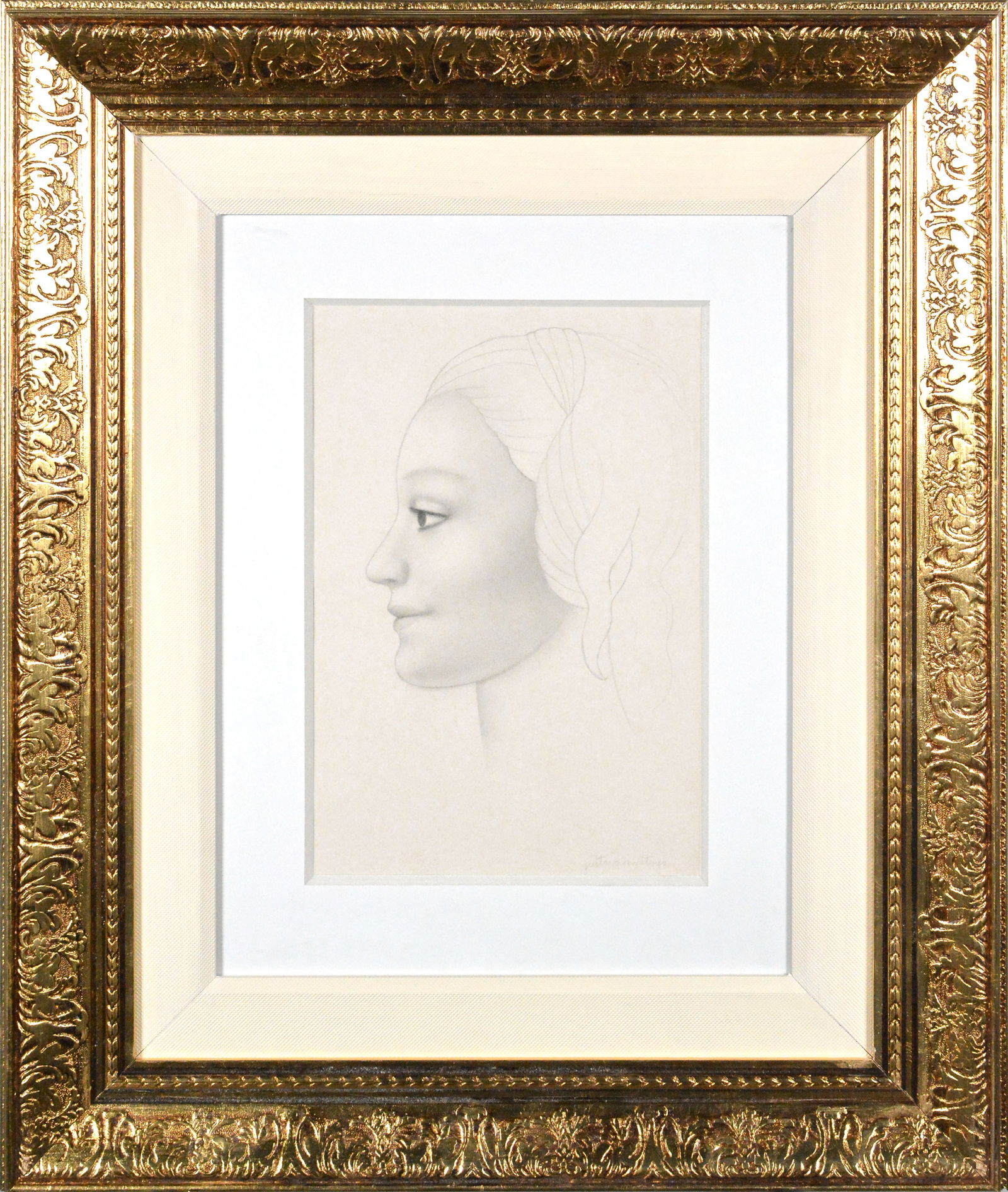 Gustavo Montoya Original Graphite Portrait Drawing Signed Framed Mexican Artwork: This lot includes a Gallery COAArtist: Gustavo Montoya Title: Facial Study Side Profile Medium: Graphite on Paper Size: 13" x 9" Framed: 25" x 21" Signed: Lower Right *There are old ways and new ways