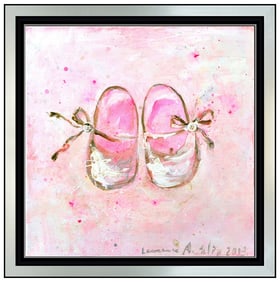 Laurence Amelie Original Ballet Slipper Oil Painting on Canvas Signed Art