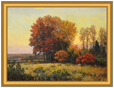 Stapleton Kearns Large Original Painting on Canvas Signed Landscape Framed Art
