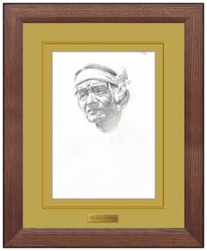 R Brownell McGrew Original Charcoal Drawing Signed Female Portrait Framed Art