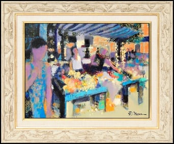 Pierre Neveu Original Oil Painting on Canvas Signed Floral Cityscape Framed