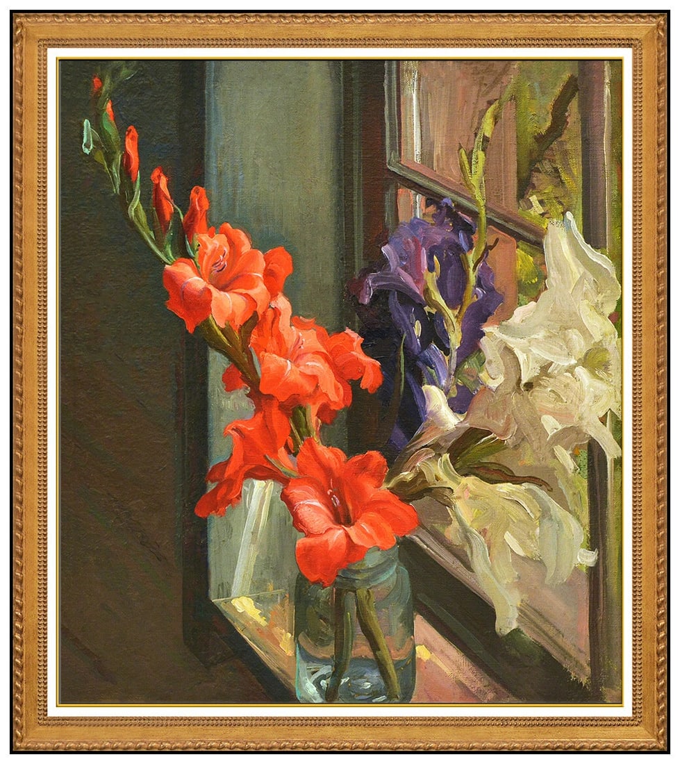 Gladys Nelson Smith Original Oil Painting on Board Signed Floral Still Life Art (1 of 4)