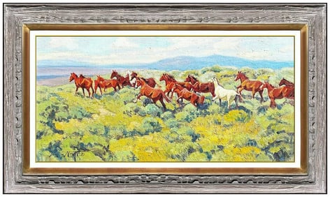Jim C Norton Original Oil Painting on Board Signed Western Landscape Horse Art