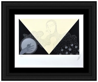 Erte Summer Snow Hand Signed Color Serigraph Art Deco Set Design Tirtoff