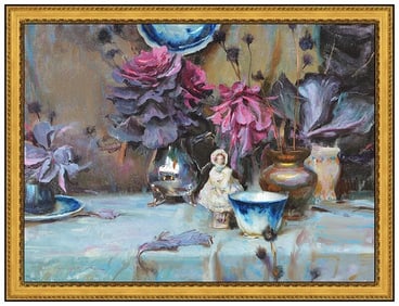 Daniel F Gerhartz Large Original Oil Painting on Canvas Signed Still Life Art