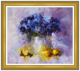 Angelica Privalihin Original Oil Painting on Canvas Signed Still Life Framed Art