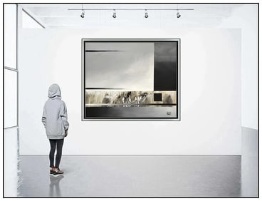 Italo Valenti Large Original Oil Painting on Canvas Signed Abstract Modern Art