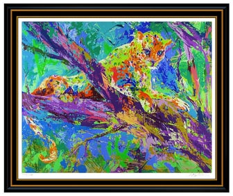 Leroy Neiman Serengeti Leopard Large Color Serigraph Hand Signed Animal Art