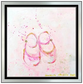 Laurence Amelie Original Acrylic Painting on Canvas Signed Ballet Shoes Art