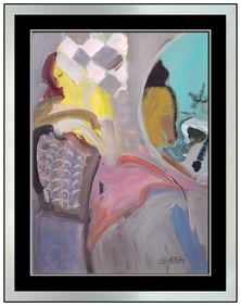 Mahmoud Sabzi Original Oil Painting on Board Signed Figurative Framed Artwork