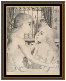 Paul Delvaux The Secret Hand Signed Lithograph Female Portrait Framed Artwork