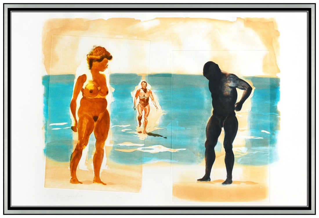 Eric Fischl Large Original Etching Aquatint Hand Signed Beach Figurative Art: This lot includes:Gallery COA. In-house shipping available (insurance and international shipping for an additional charge).Artist: Eric FischlTitle: BeachMedium: Etching with Aquatint on paper Size: 3