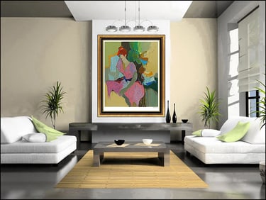 Itzchak Tarkay Large Embossed Color Serigraph Signed Female Cafe Portrait Art